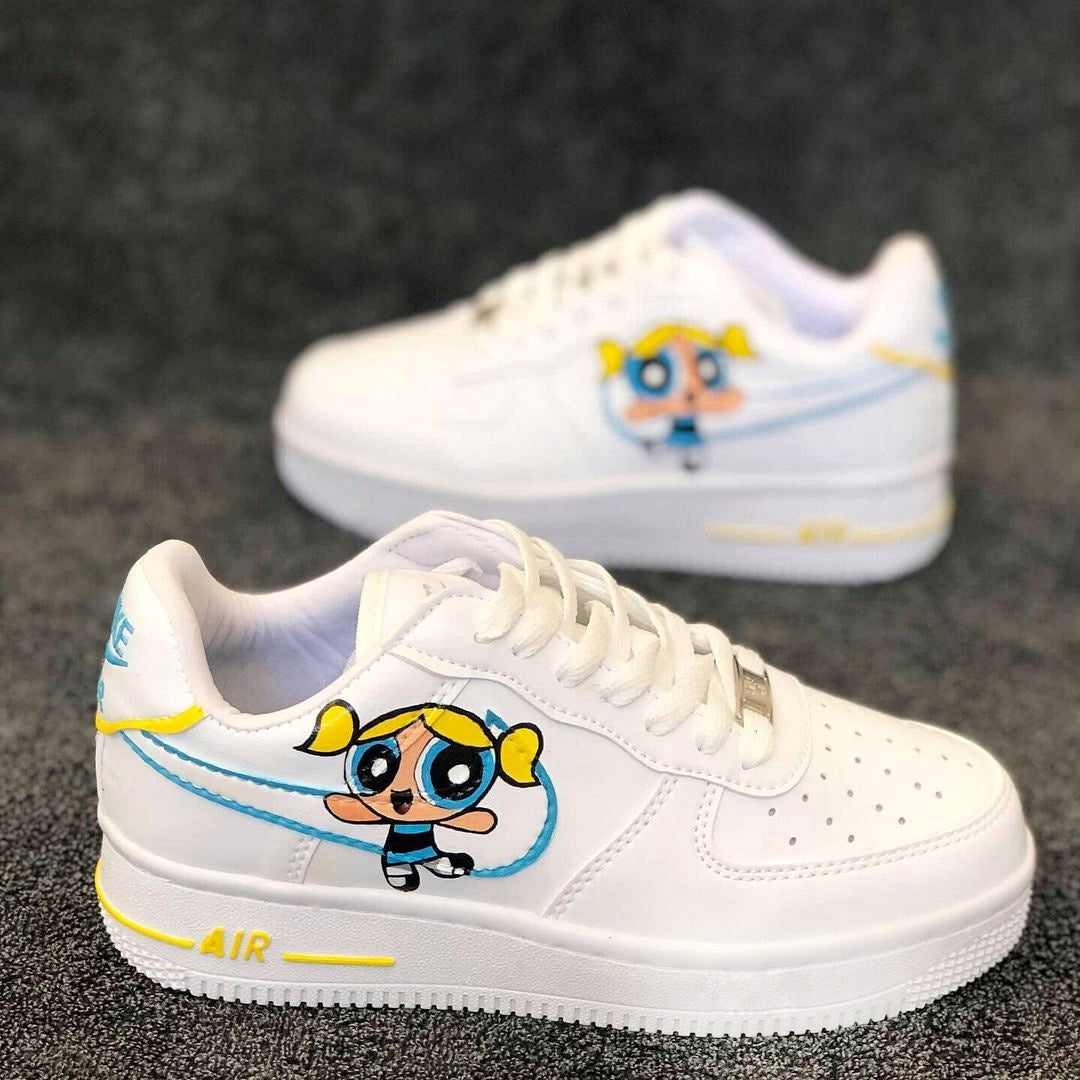 Bubbles Powerpuff Girls Custom Air Force 1 Sneakers- Children and Adult Shoes