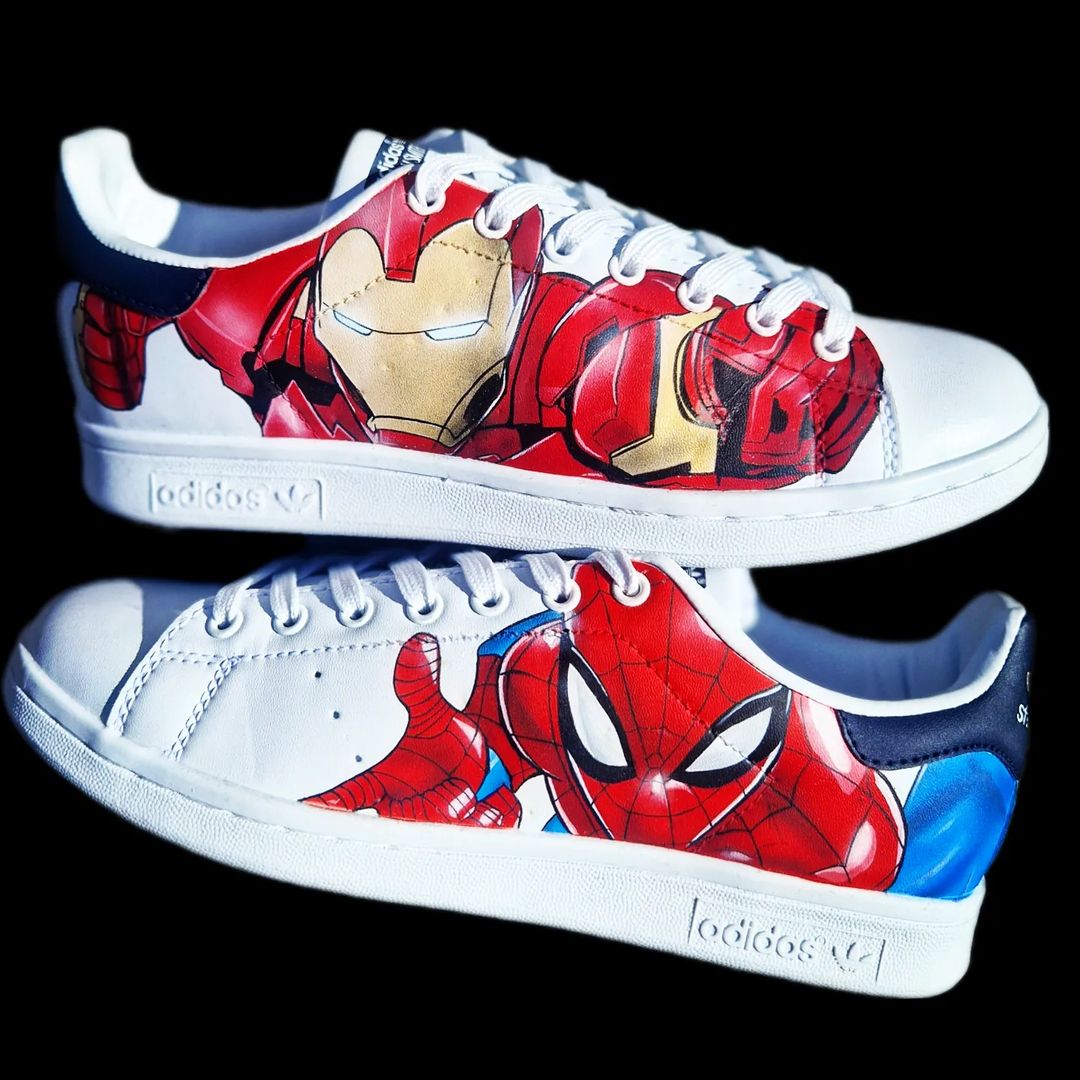 Custom Spiderman & Iron Man Hand Painted Stan Smith Sneakers