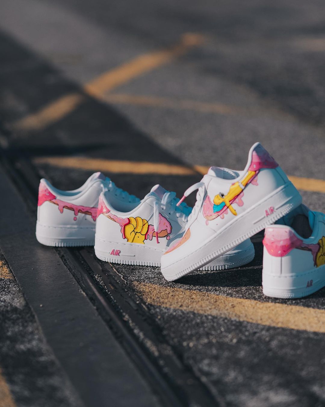 Hand Painted Homer Simpson Donut Air Force 1 Sneakers