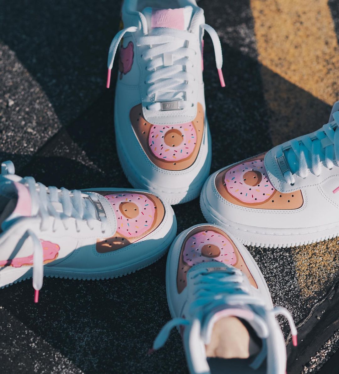 Hand Painted Homer Simpson Donut Air Force 1 Sneakers