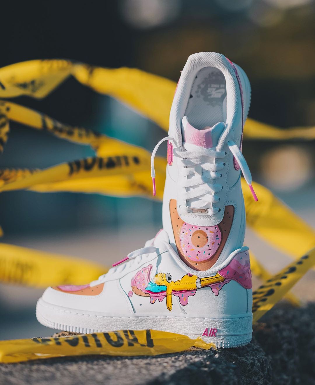 Hand Painted Homer Simpson Donut Air Force 1 Sneakers