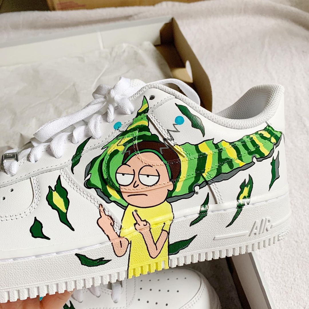 Rick and Morty Hand Painted Air Force 1s