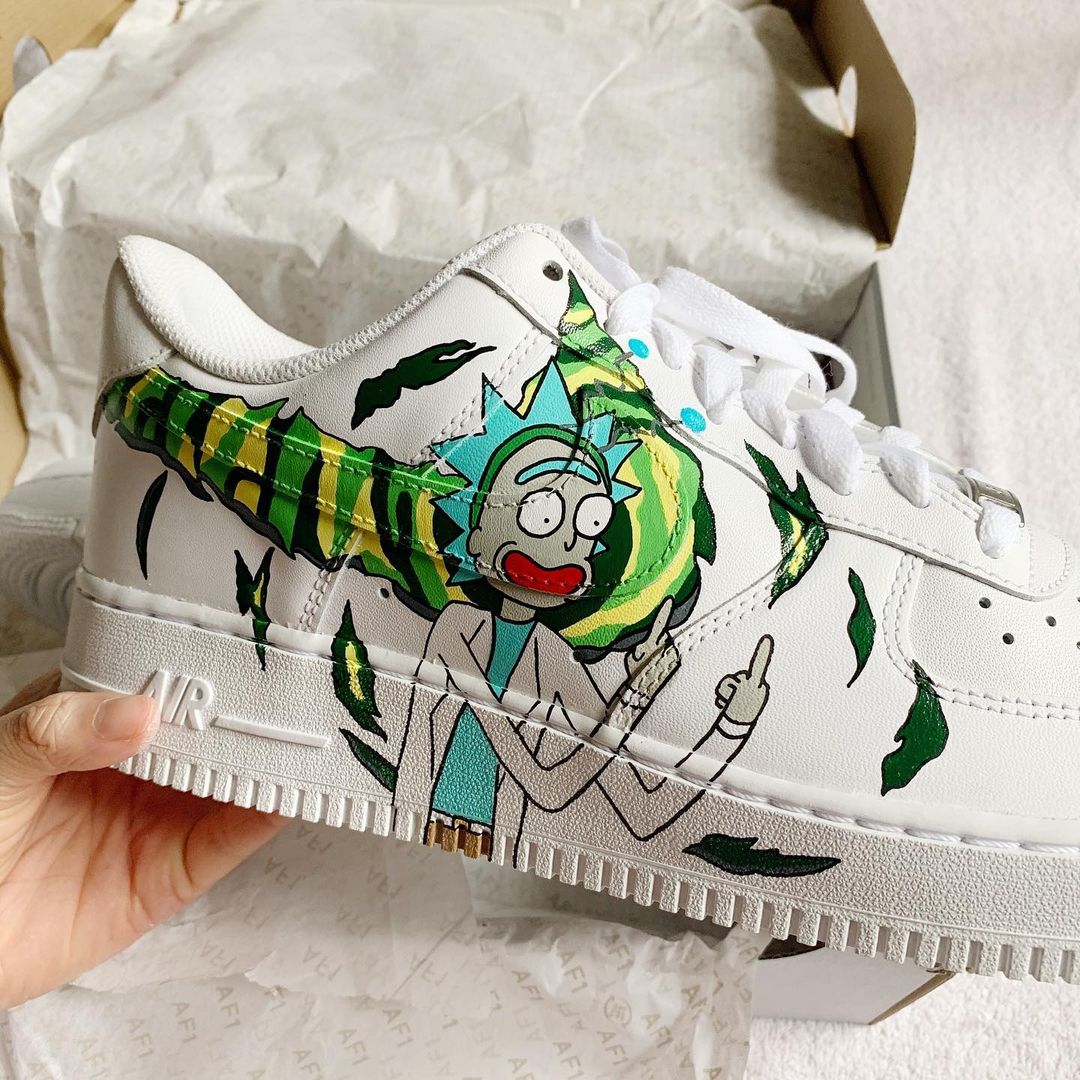 Rick and Morty Hand Painted Air Force 1s