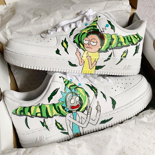 Rick and Morty Hand Painted Air Force 1s