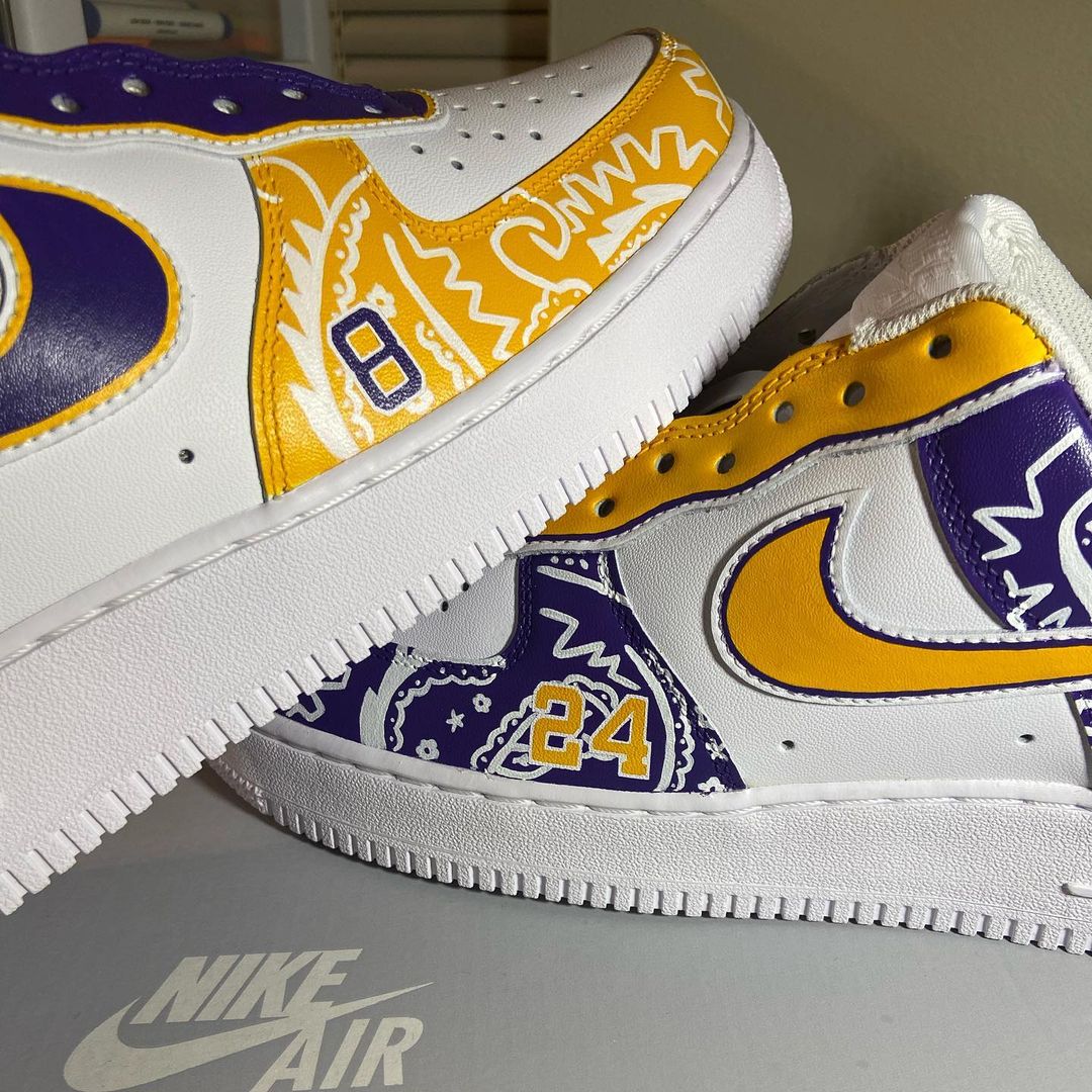 Kobe Brayt Custom Bandana Design Hand Painted Air Force 1s