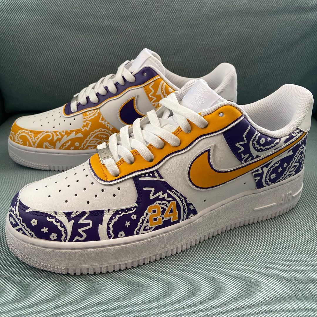 Kobe Brayt Custom Bandana Design Hand Painted Air Force 1s