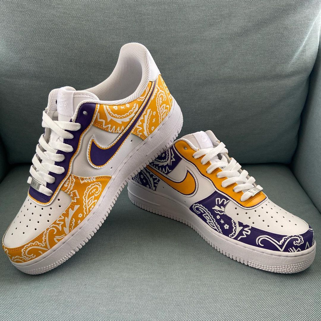 Kobe Brayt Custom Bandana Design Hand Painted Air Force 1s