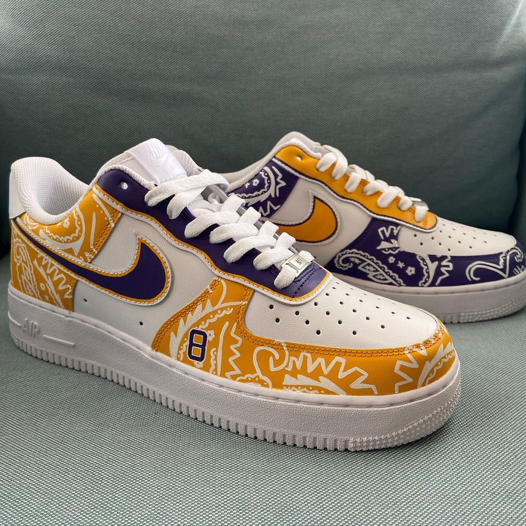 Kobe Brayt Custom Bandana Design Hand Painted Air Force 1s