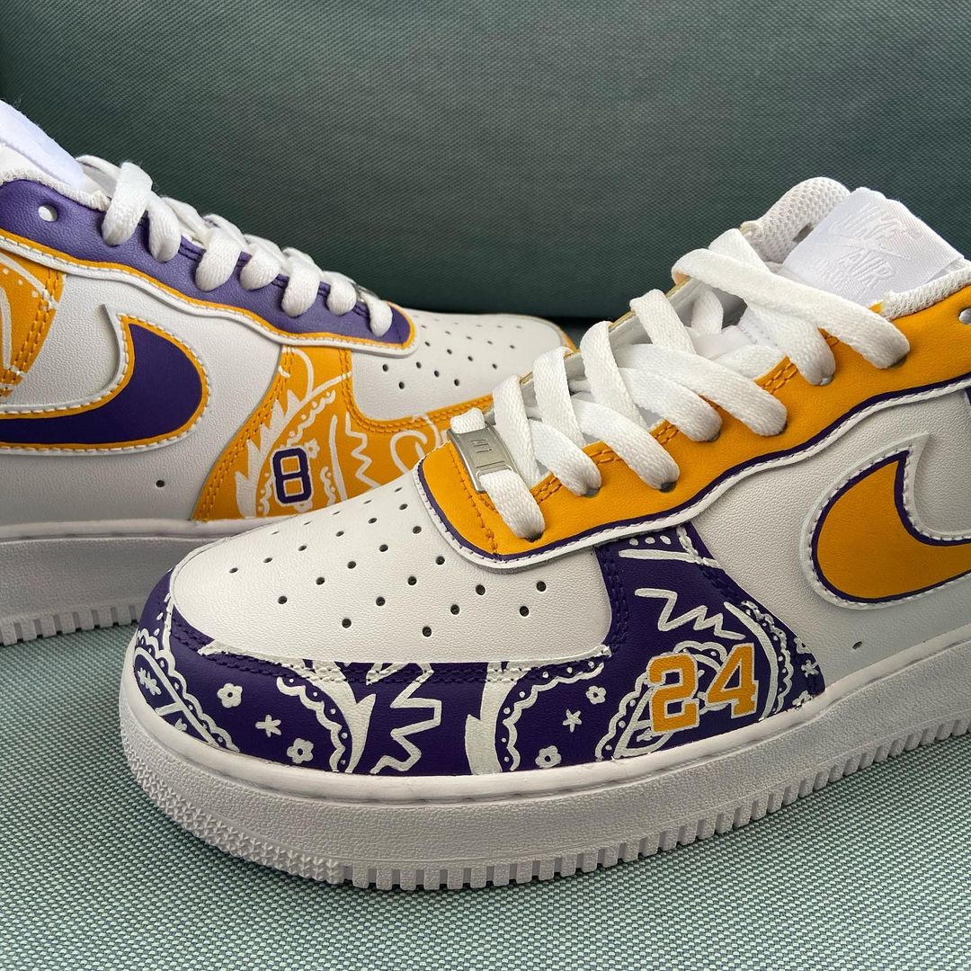 Kobe Brayt Custom Bandana Design Hand Painted Air Force 1s