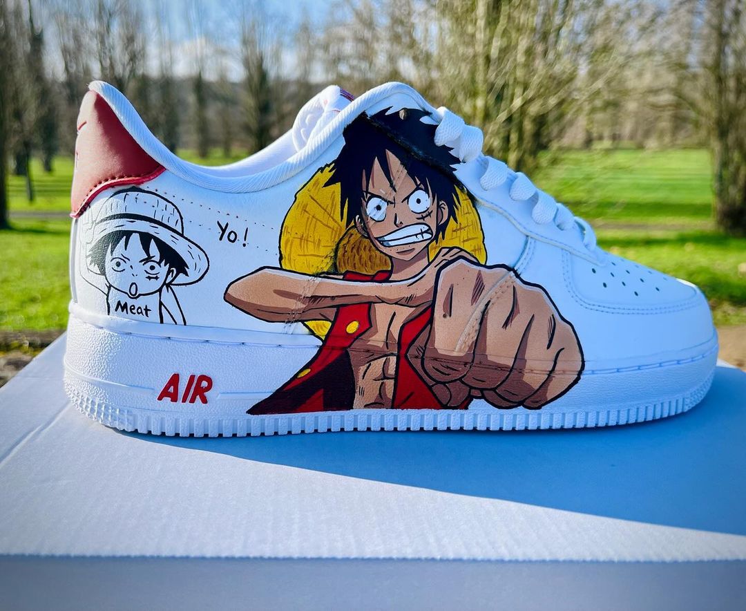 One Piece Saitama and Lufft Hand Painted Custom Air Force 1s