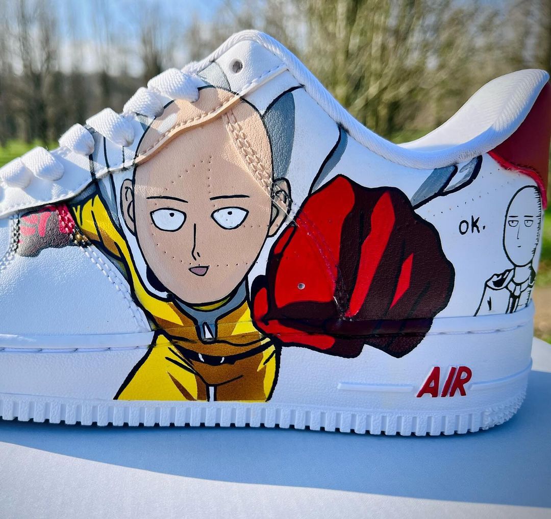 One Piece Saitama and Lufft Hand Painted Custom Air Force 1s