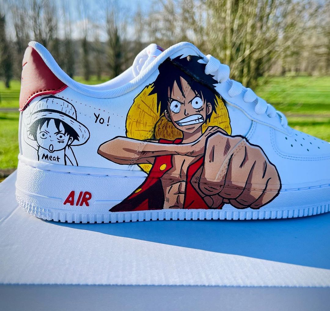 One Piece Saitama and Lufft Hand Painted Custom Air Force 1s