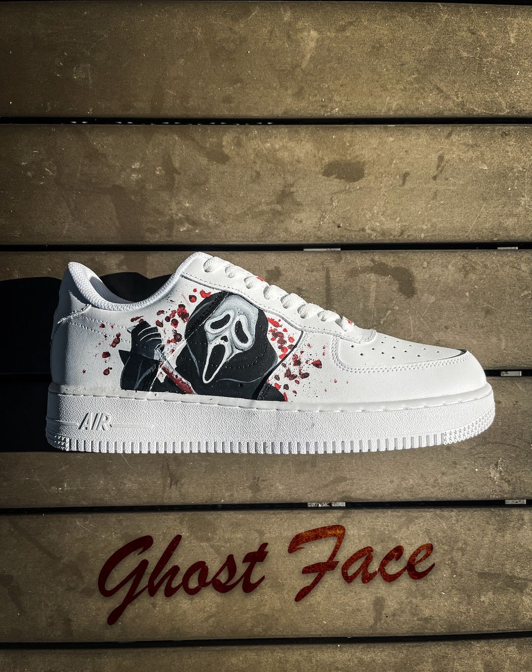 Ghost Face Hand Painted Air Force 1s Custom Scream Sneakers for Halloween