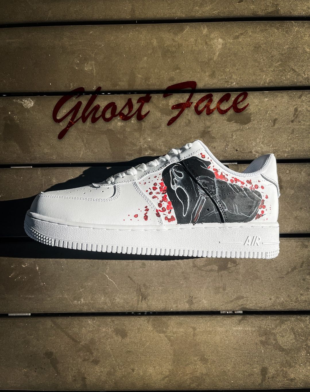 Ghost Face Hand Painted Air Force 1s Custom Scream Sneakers for Halloween