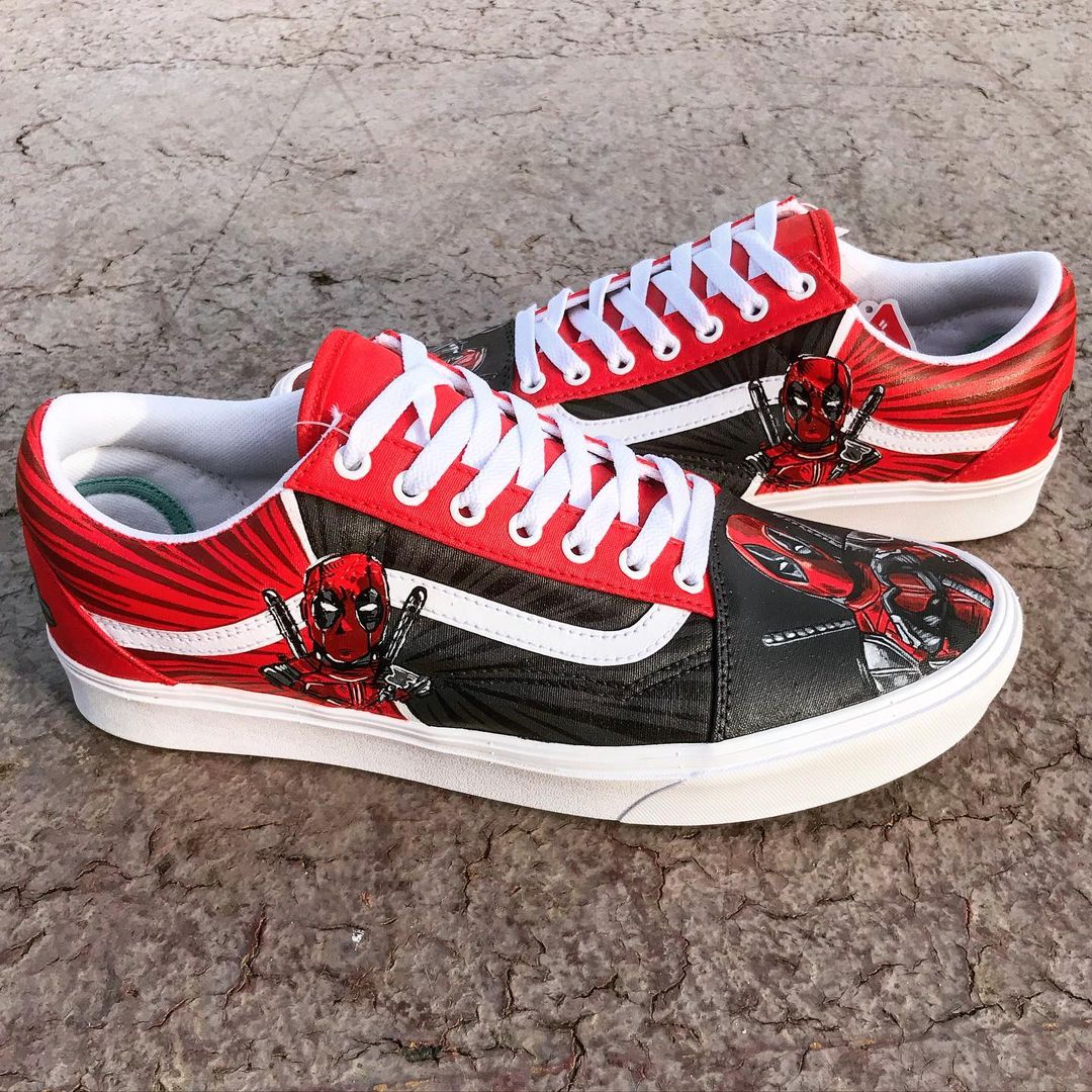 Deadpool  Hand Painted Custom Vans Old Skool Sneakers