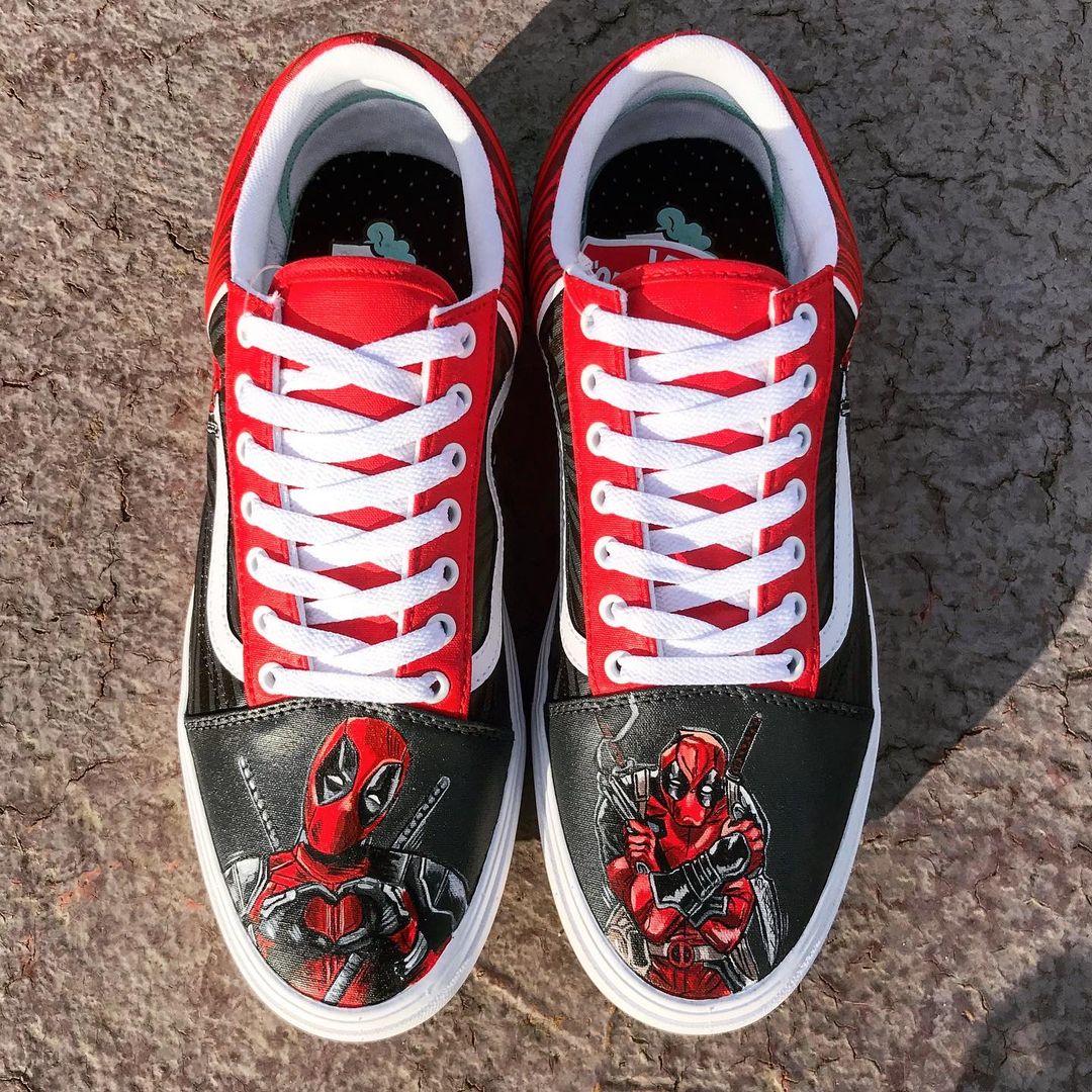 Deadpool  Hand Painted Custom Vans Old Skool Sneakers