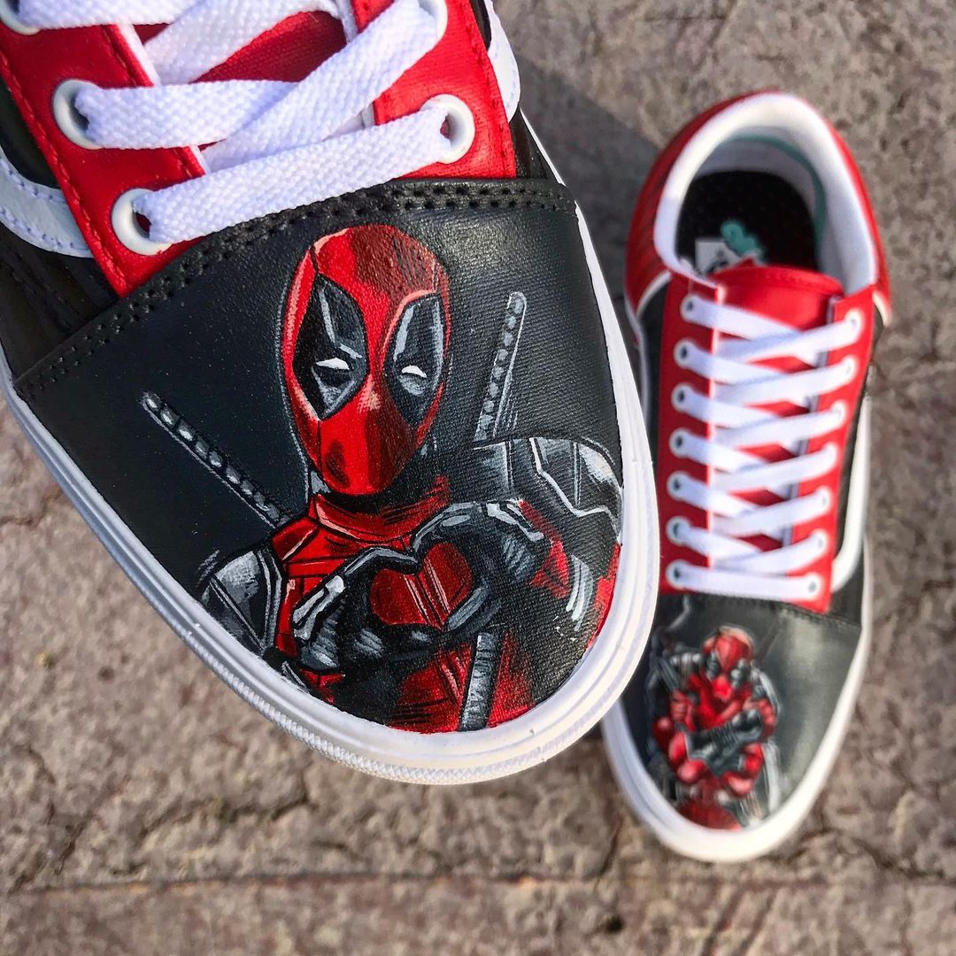 Deadpool  Hand Painted Custom Vans Old Skool Sneakers