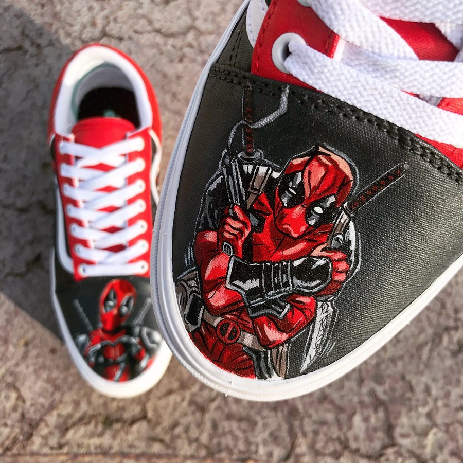 Deadpool  Hand Painted Custom Vans Old Skool Sneakers