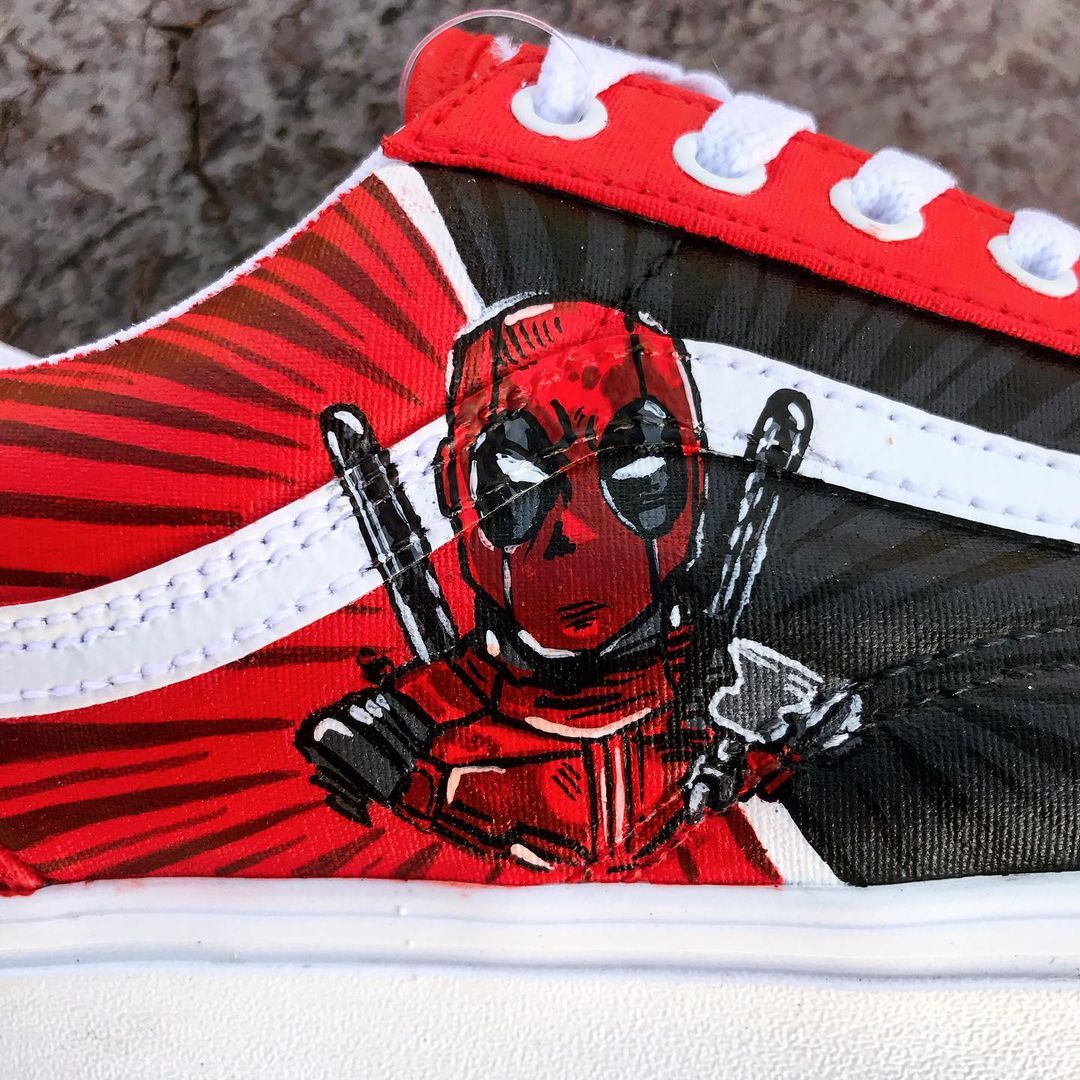 Deadpool  Hand Painted Custom Vans Old Skool Sneakers