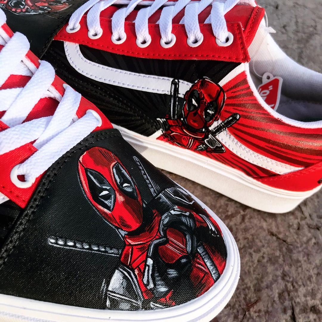 Deadpool  Hand Painted Custom Vans Old Skool Sneakers