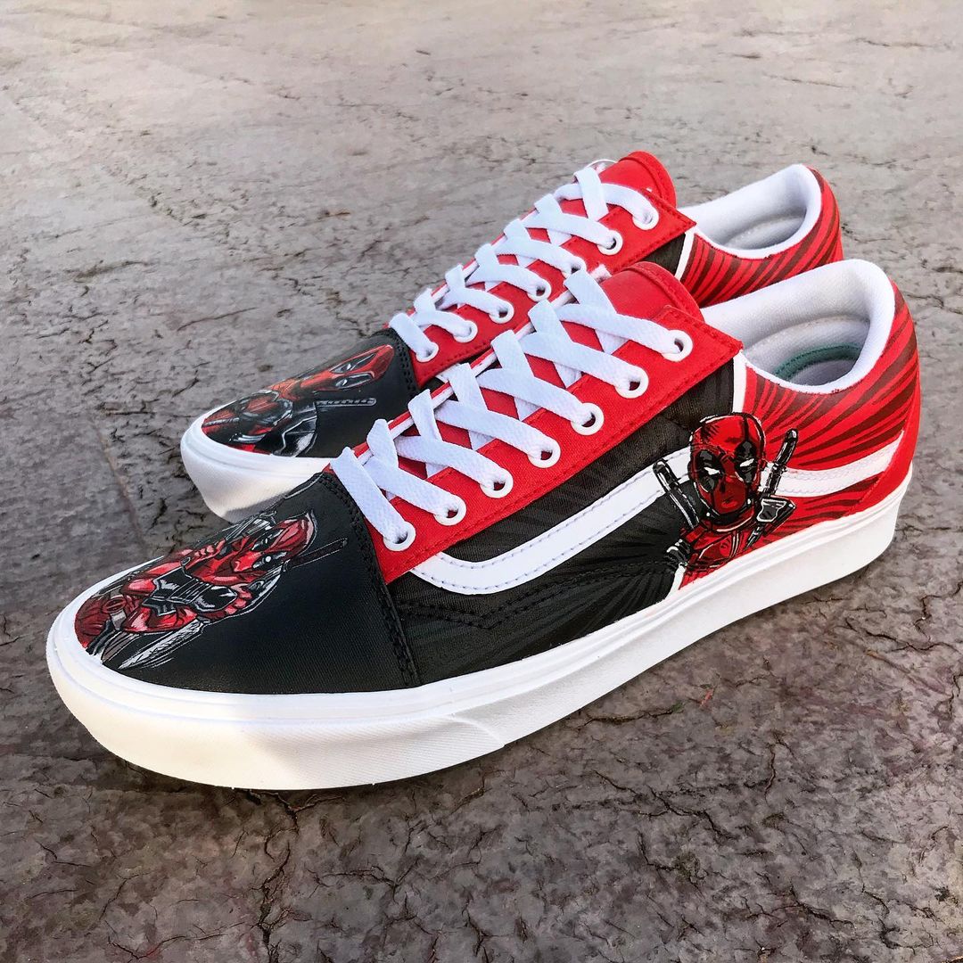 Deadpool  Hand Painted Custom Vans Old Skool Sneakers