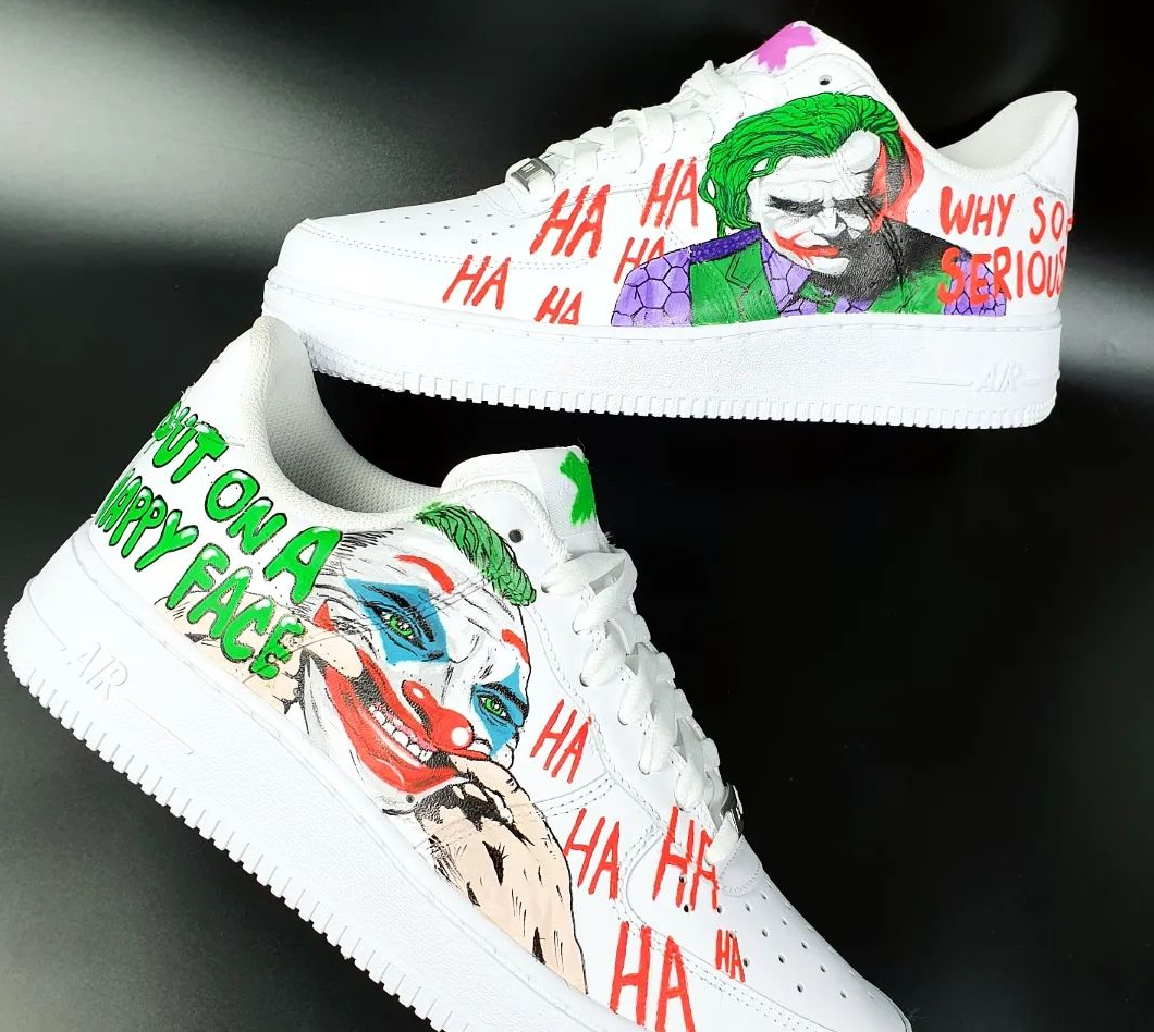 Joker Glow in the Dark Custom Hand Painted Air Force 1 Sneakers