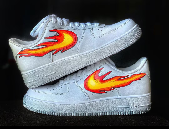 Custom Hand-Painted  Air Force 1 Shoes Custom Fire Design Unisex Sneakers