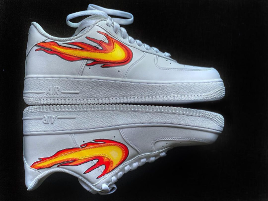 Custom Hand-Painted  Air Force 1 Shoes Custom Fire Design Unisex Sneakers