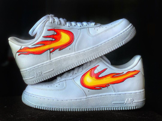 Custom Hand-Painted  Air Force 1 Shoes Custom Fire Design Unisex Sneakers