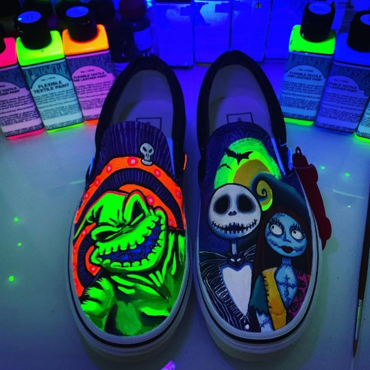 The Nightmare Before Christmas Custom Vans  | Oogie Boogie, Jack Skellington and Sally Unique Design Glow in the Dark Shoes