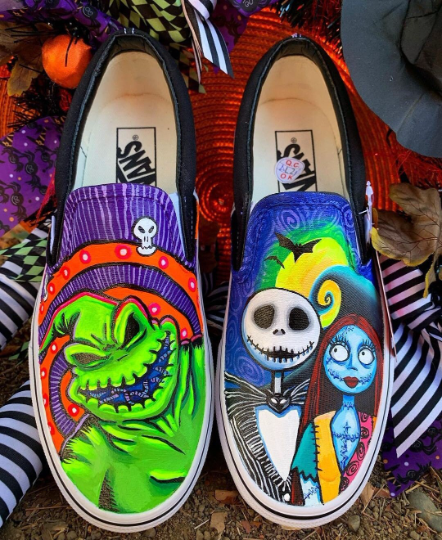 The Nightmare Before Christmas Custom Vans  | Oogie Boogie, Jack Skellington and Sally Unique Design Glow in the Dark Shoes