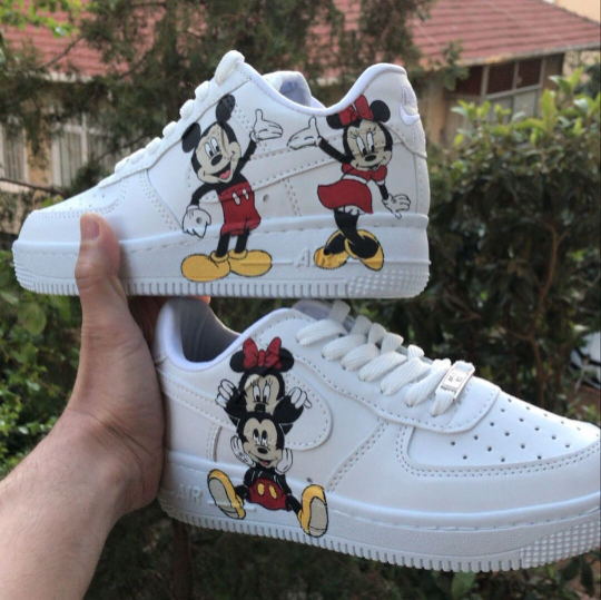 Mickey and Minnie Mouse Disney Characters Design Hand Painted Custom AF1s