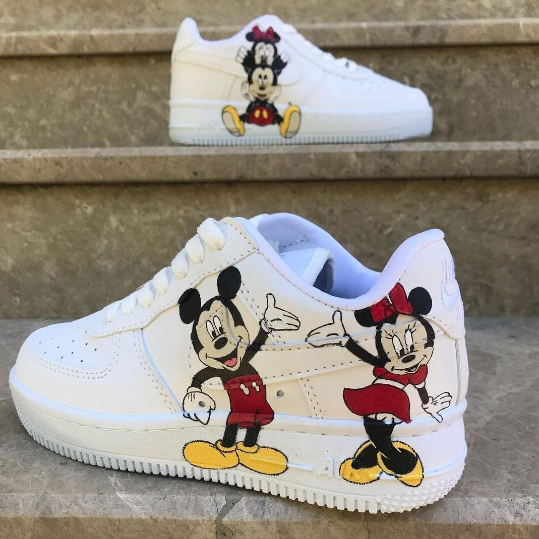 Mickey and Minnie Mouse Disney Characters Design Hand Painted Custom AF1s