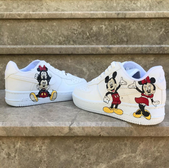 Mickey and Minnie Mouse Disney Characters Design Hand Painted Custom AF1s