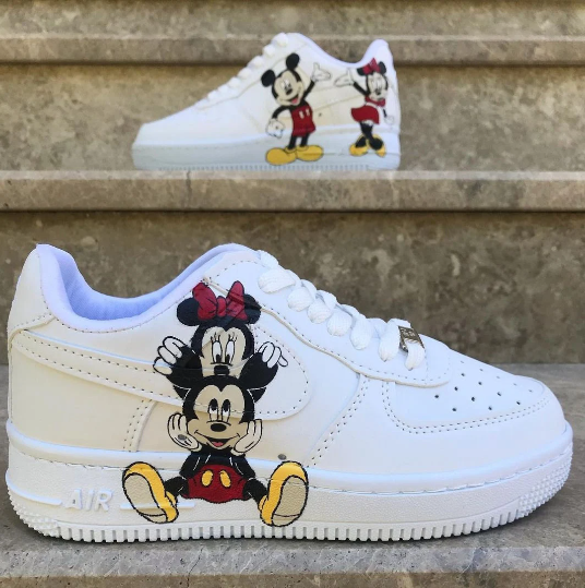 Mickey and Minnie Mouse Disney Characters Design Hand Painted Custom AF1s