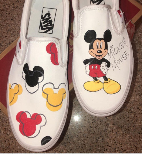 Mickey Mouse Custom Design Hand-Painted Slip on Canvas Shoes