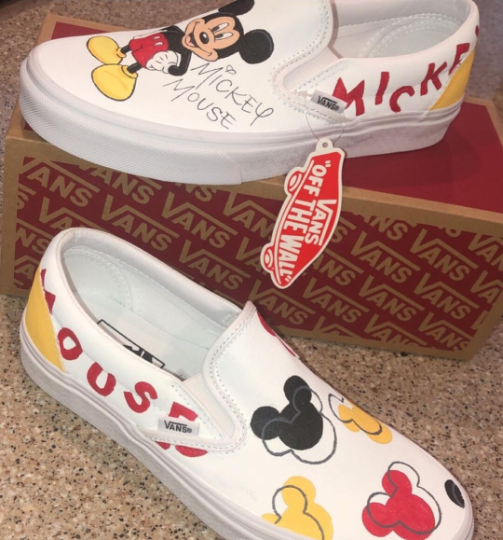 Mickey Mouse Custom Design Hand-Painted Slip on Canvas Shoes