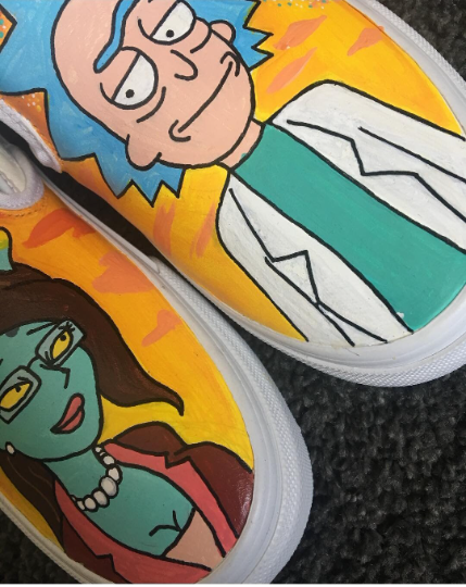 Rick and Morty Custom Hand-Painted Vans Slip on