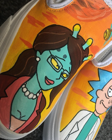 Rick and Morty Custom Hand-Painted Vans Slip on