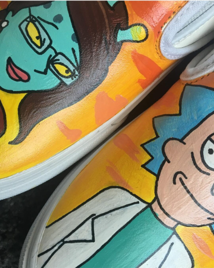 Rick and Morty Custom Hand-Painted Vans Slip on