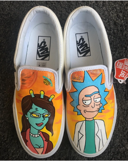 Rick and Morty Custom Hand-Painted Vans Slip on