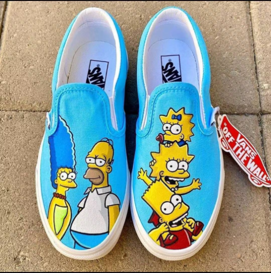 Simpson Family Shoes - Hand Made Custom Desing Slip on Sneakers