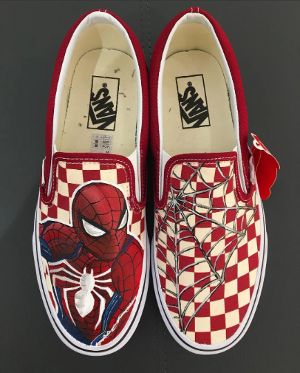 Custom Hand-Painted Spiderman Vans Slip on Shoes