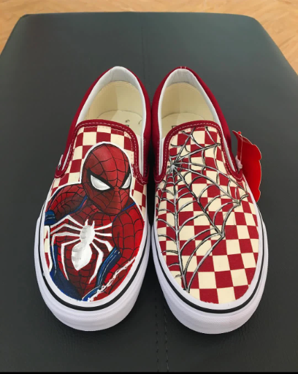 Custom Hand-Painted Spiderman Vans Slip on Shoes