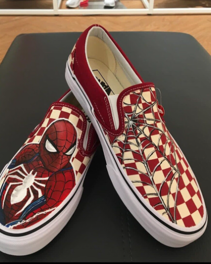 Custom Hand-Painted Spiderman Vans Slip on Shoes