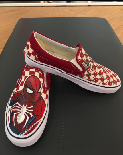 Custom Hand-Painted Spiderman Vans Slip on Shoes