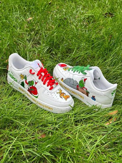 Custom The Grinch Christmas Air Force 1 Sneakers