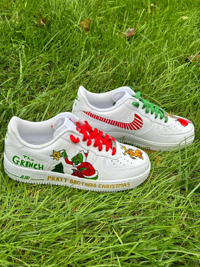 Custom The Grinch Christmas Air Force 1 Sneakers