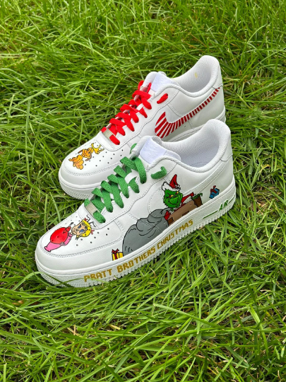 Custom The Grinch Christmas Air Force 1 Sneakers