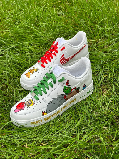 Custom The Grinch Christmas Air Force 1 Sneakers